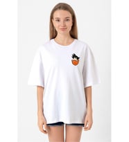 Dragon Ball Z Anime Son Goku Pocket Beyaz Kadın Oversize Tshirt