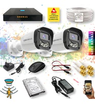 2 Kameralı Set - Gece Renkli Gösteren Hareket Algılayan 5MP SONY Lensli 4 Ultra Warm Ledli 1080P FULLHD Güvenlik Kamerası Seti 2304W-9004