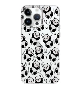 Apple iPhone 14 Pro Uyumlu Kapak Panda Tasarımlı Şeffaf Silikon Kılıf
