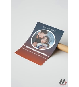 Kişiye Özel Ses Dalgası Fotoğraflı Poster, Çerçevesiz Yüksek Kalite Duvar Afişi