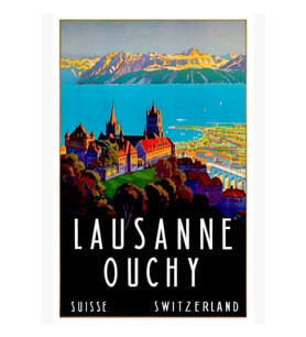 Isviçre Lozan Ouchy Seyahat 1929 Tablo Ahşap Poster Dekoratif