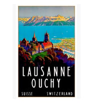 Isviçre Lozan Ouchy Seyahat 1929 Tablo Ahşap Poster Dekoratif