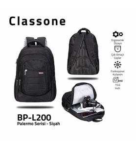 Classone BP-L200 15,6 inç Notebook Sırt Çantası-Siyah