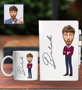 Kişiye Özel Karikatür Tasarım Defter Kalem Kupa Hediye Seti 96197