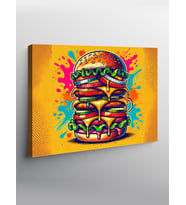 Kanvas Tablo Renkli Çizim Burger