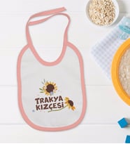 BK Kids Trakya Kızçesi Tasarımlı Pembe Bebek Mama Önlüğü-1