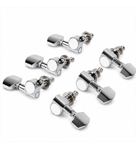 Elektro ve Akustik Gitar 6'lı Akort Burgusu Seti Oval Metal Krom (3L + 3R)