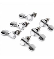 Elektro ve Akustik Gitar 6'lı Akort Burgusu Seti Oval Metal Krom (3L + 3R)