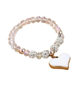 Omark Cotton Glass Heart Bileklik