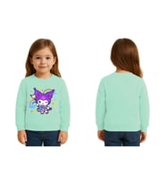 Unisex Kuromi Baskılı Çocuk Swaetshirt 3 İplik Şardonlu (Mint Yeşili)