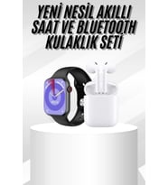 Yeni Nesil Akıllı Saat Kulaklık Seti Gümüş Kasa Zarif Tasarım Çok Fonksiyonlu