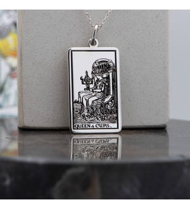 925 Ayar Gümüş  Tarot (Queen of Cups) Kupa Kraliçesi Kolye