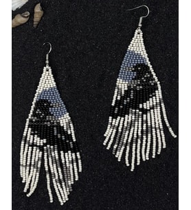 HANDMADE KARGA MOTİFLİ TASARIM BONCUK KÜPE
