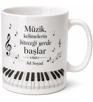 Piyanist Temalı Şık Kahve Kupası Porselen Bardak Müzisyen Hediye Kupa