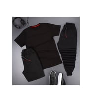 3'lü Unisex Spor Eşofman Takımı Kombini (Siyah)