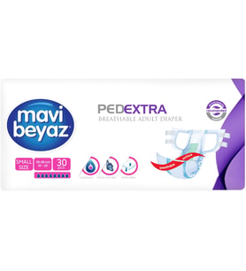 Mavi Beyaz Ped Ekstra Tekstil Yüzeyli Yetişkin Bel Bantlı Hasta Bezi Small Küçük 240 Adet