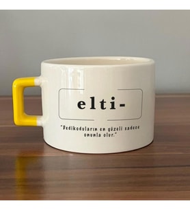 Elti Baskılı Sarı Kulplu C Fincan