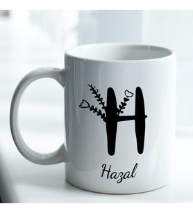 Kişiye Özel İsim ve Fotoğraf Baskılı H Harfli Kupa Bardak No:015
