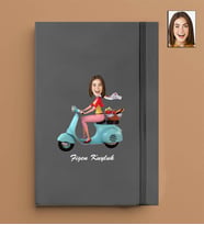 Kişiye Özel Motorcu Kadın Model 13x21 Gri Defter-51