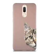 Huawei Mate 10 Lite Soft Premier Kapak Catface Tasarımlı Silikon Kılıf - Pudra (Şeffaf)