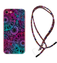 Apple iPhone 5 6 7 8 Plus Se XR Kılıf Boyun Asklı Rasta Silikon Colurful Mandala 1667