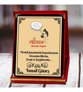 Filozof Baskılı Plaket (1. Tasarım)  Kişiye Özel (Kırmızı)