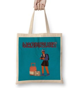 Funny Travel Gift design lover-Trippin Wanderlust Journey Adventurer Vacation Bez Çanta Uzun Saplı