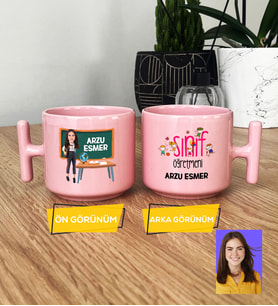Kişiye Özel Karikatürlü Sınıf Öğretmeni Hediye Pastel T Kupa Kadın Sınıf Öğretmenine Öğretmenler Günü Hediyesi (Pembe)
