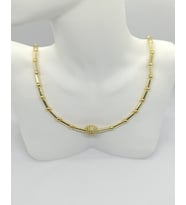 Taş Detaylı Gold Bamboo Zincir Kolye (40+5 cm)