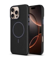 Coverzone Apple iPhone 15 Plus ile uyumlu Deri G�r�nml� 2,5mm Kamera Koruma �?k?nt? Koruma Cowboy MagSafe ile uyumlu ?� Kadife Y�zeyli Silikon K?l?f Black