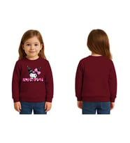 Unisex Kuromi Baskılı Çocuk Swaetshirt 3 İplik Şardonlu (Bordo)