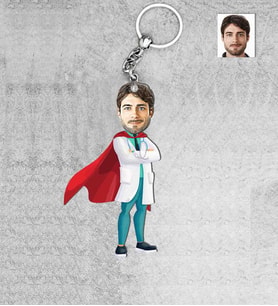 Kişiye Özel Acil Doktoru Erkek Ahşap Anahtarlık-2