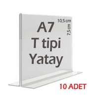 A7 T-Tipi Yatay Şeffaf   Föylük Menü Broşür Etiket Fotoğraflık Albüm Stand Sehpa (10 Adet) (Krem)