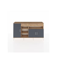 Arges Konsol 5 Raflı 2 Çekmeceli 3 Kapaklı 176x30x99 Çam-Antrasit/Çam