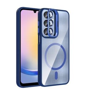 Samsung Galaxy A25 Uyumlu Kılıf Standlı ve Kamera Lens Hediyeli M-Safe Şarj Özellikli Zore Etro Kapak