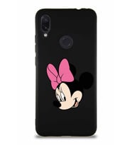 Xiaomi Redmi Note 7 Pro Soft Premier Kapak Minnie Mouse-B Tasarımlı Silikon Kılıf - Siyah (Şeffaf)