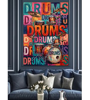 Renkli Drums Davul Poster Dekoratif Kanvas - Mdf Ahşap Tablo