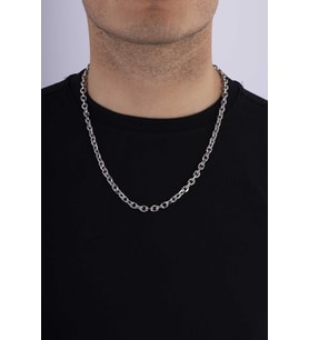 Gümüş Pazarım Geçmeli Halka Model Erkek Çelik Zincir