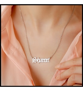 925 Ayar Gümüş Old English Font Kişiye Özel İsimli Kolye