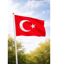 30x45 cm Plastik Sopalı Alpaka Bez Türk Bayrağı  Dayanıklı Kumaş,1 Adet El Bayrağı (Kırmızı-Beyaz)