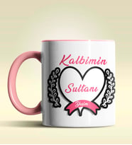Kişiye Özel Kalbimin Sultanı Tasarımlı Pembe Kupa Bardak (Pembe)
