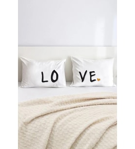 Lo-ve Pamuklu Çift Kişilik 50x70 cm Yastık Kılıfı Seti