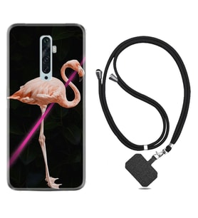 Oppo Reno 2Z 4 Lite 4 Pro 5 6 7 A31 Kılıf Boyun Askılı Silikon Line Filamingo 1776