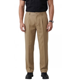 DeepSEA Bej Baggy Fit Pileli Kumaş Pantolon – Likralı, Beli Lastikli Rahat Kesim Erkek Pantolon 2600920