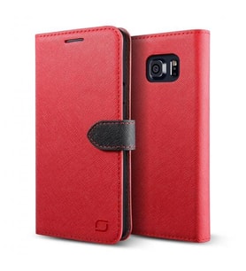 Lific Galaxy Note 5 ile Uyumlu Saffiano Diary Kılıf Red Black