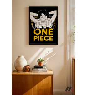 One Piece Luffy Anime Poster, Siyah Çerçeveli Duvar Tablosu - Anime Severlere Özel