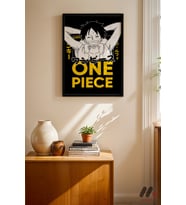 One Piece Luffy Anime Poster, Siyah Çerçeveli Duvar Tablosu - Anime Severlere Özel