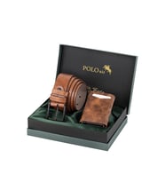 Polo Air Mıknatıslı Otomatik Mekanizmalı Cüzdan Ve Kemer Erkek Kombin Seti Taba Renk M-06-T