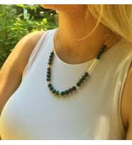 serapis accessories Altın Kaplama Zincirli Anyolit Taşı Kolye Kadın / Kız
