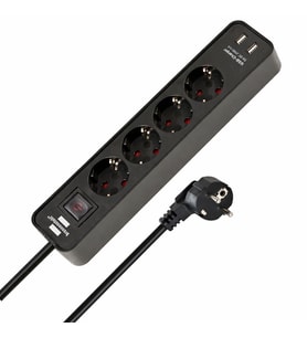 Brennenstuhl 2 X USB Hızlı Şarj Özellikli 4 Soketli Priz Siyah